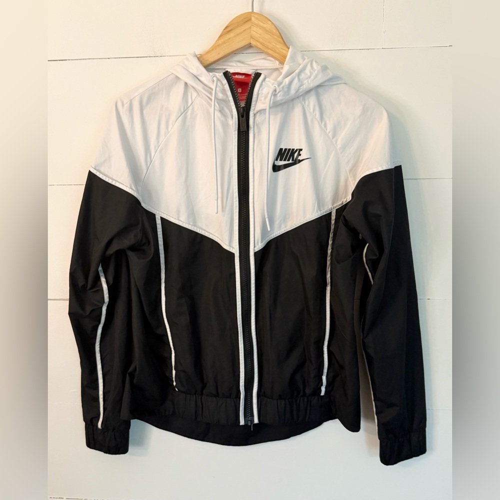 Nike White and Black Zip-Up Track Jacket Size S